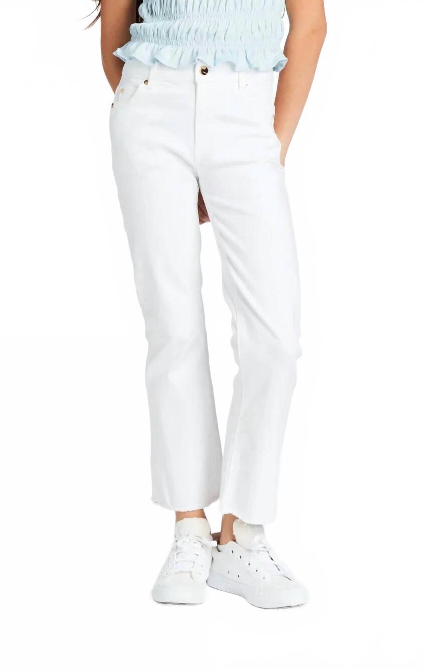 NEW TRACTR women's crop flare jeans in white